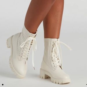 White combat boots
